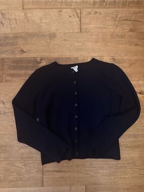 Women's Black Button-Front Knit Cardigan Sweater